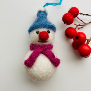 Colourful Felt Hanging Snowman Decoration