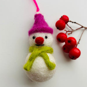 Colourful Felt Hanging Snowman Decoration