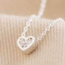 Load image into Gallery viewer, Tiny Crystal Heart Pendant Necklace in Silver