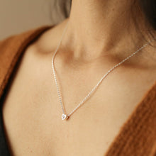 Load image into Gallery viewer, Tiny Crystal Heart Pendant Necklace in Silver