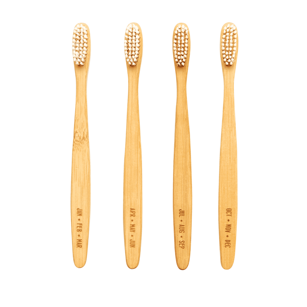 Set of Four Sustainable Bamboo Toothbrushes