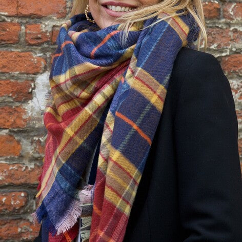 Blue and Red Soft Tartan Scarf