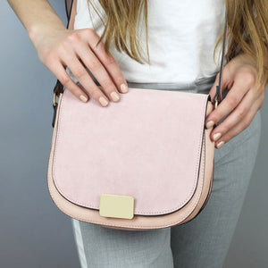 Blush Pink Suede Crossbody Handbag