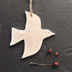 Wooden White Hanging Dove