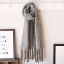 Load image into Gallery viewer, Oversized Grey Tassel Blanket Scarf