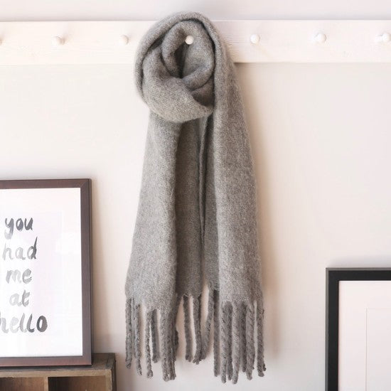 Oversized Grey Tassel Blanket Scarf