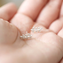 Load image into Gallery viewer, Sterling Silver Gem Leaf Studs