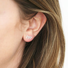 Load image into Gallery viewer, Sterling Silver Gem Leaf Studs