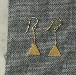 Gold Triangle Drop Earrings