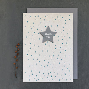 Star Embellished Thank You Greetings Card