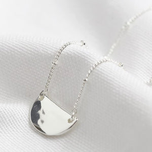 Hammered Half Moon Necklace in Silver