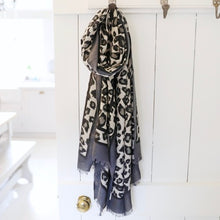 Load image into Gallery viewer, Grey Leopard Print Scarf