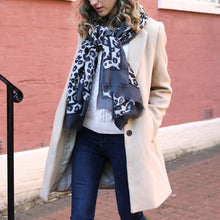 Load image into Gallery viewer, Grey Leopard Print Scarf