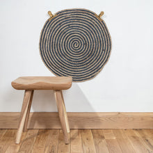 Load image into Gallery viewer, Hand Woven Sand &amp; Blue Braided Jute Round Rug - The Munro 