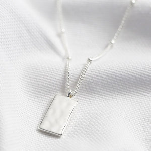 Hammered Rectangle Necklace in Silver