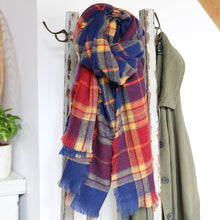 Load image into Gallery viewer, Blue and Red Soft Tartan Scarf