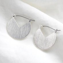 Load image into Gallery viewer, Brushed Silver Triangle Cut Out Hoop Earrings - The Munro 