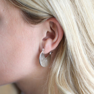Brushed Silver Triangle Cut Out Hoop Earrings - The Munro 