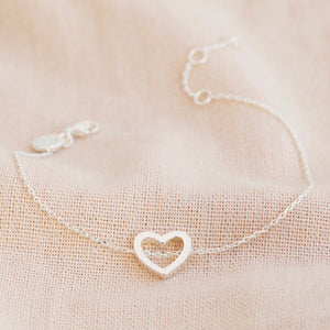 Delicate Open Heart Bracelet in Silver