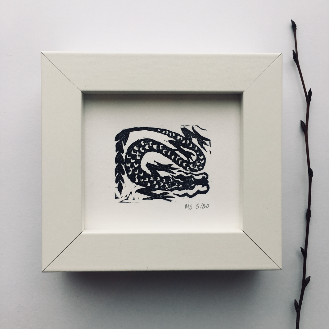 Handmade Coiled Linoprint Dragon