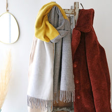 Load image into Gallery viewer, Grey and Mustard Knitted Scarf