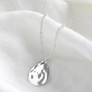 Silver Hammered Teardrop Necklace - The Munro 