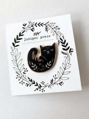 Gold And Black Cat Enamel Pin
