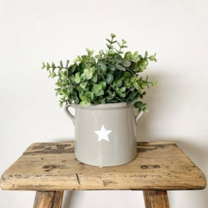Grey Ceramic Planter with Star