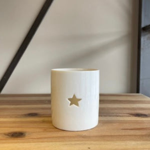 Simple Ceramic Tea Light Holder with Star
