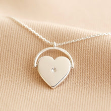 Load image into Gallery viewer, Spinning Heart Necklace in Silver
