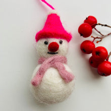 Load image into Gallery viewer, Colourful Felt Hanging Snowman Decoration