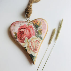 Vintage Style Wooden Hanging Hearts