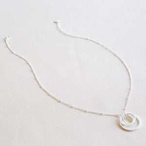 Interlocking Silver Mixed Ring Necklace