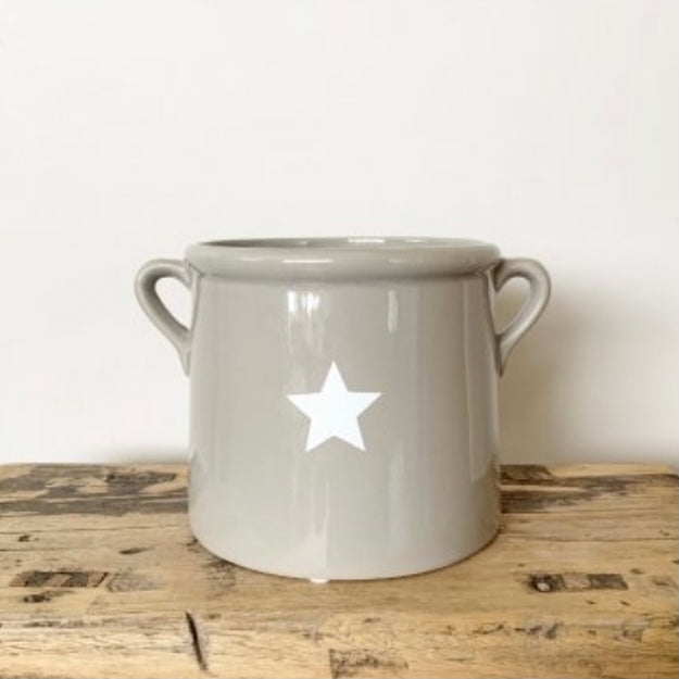 Grey Ceramic Planter with Star