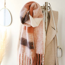 Load image into Gallery viewer, Pink and Grey Check Scarf