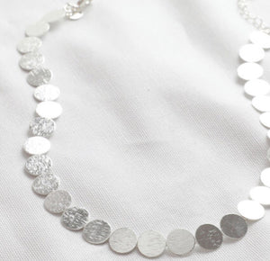 Brushed Multi Disc Choker Necklace in Silver