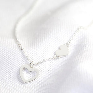 Mismatched Heart Necklace in Silver