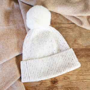 Soft Knit Pom-Pom Bobble Hat