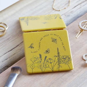 Bee and Wildflower Mustard Compact Mirror