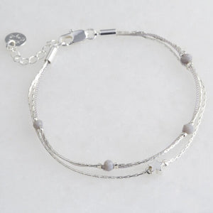 Double Strand Star Bead Bracelet in Silver